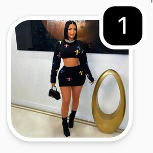 PoshbyV Cross Skirt Set